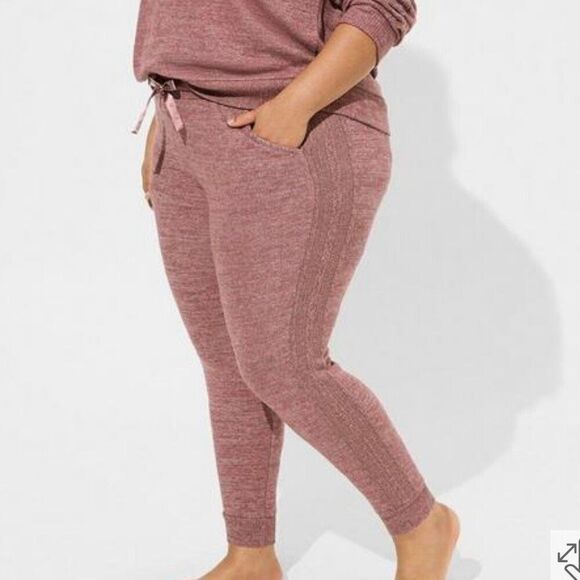 Torrid Super Soft Plush Full Length Cable Lounge Jogger Pant Plus Women 3X Pink - Picture 1 of 9